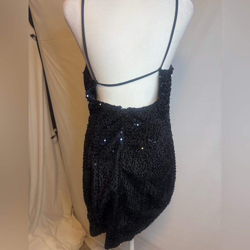 Express Black Sequin Mini Dress, Variable Strap L… - image 4